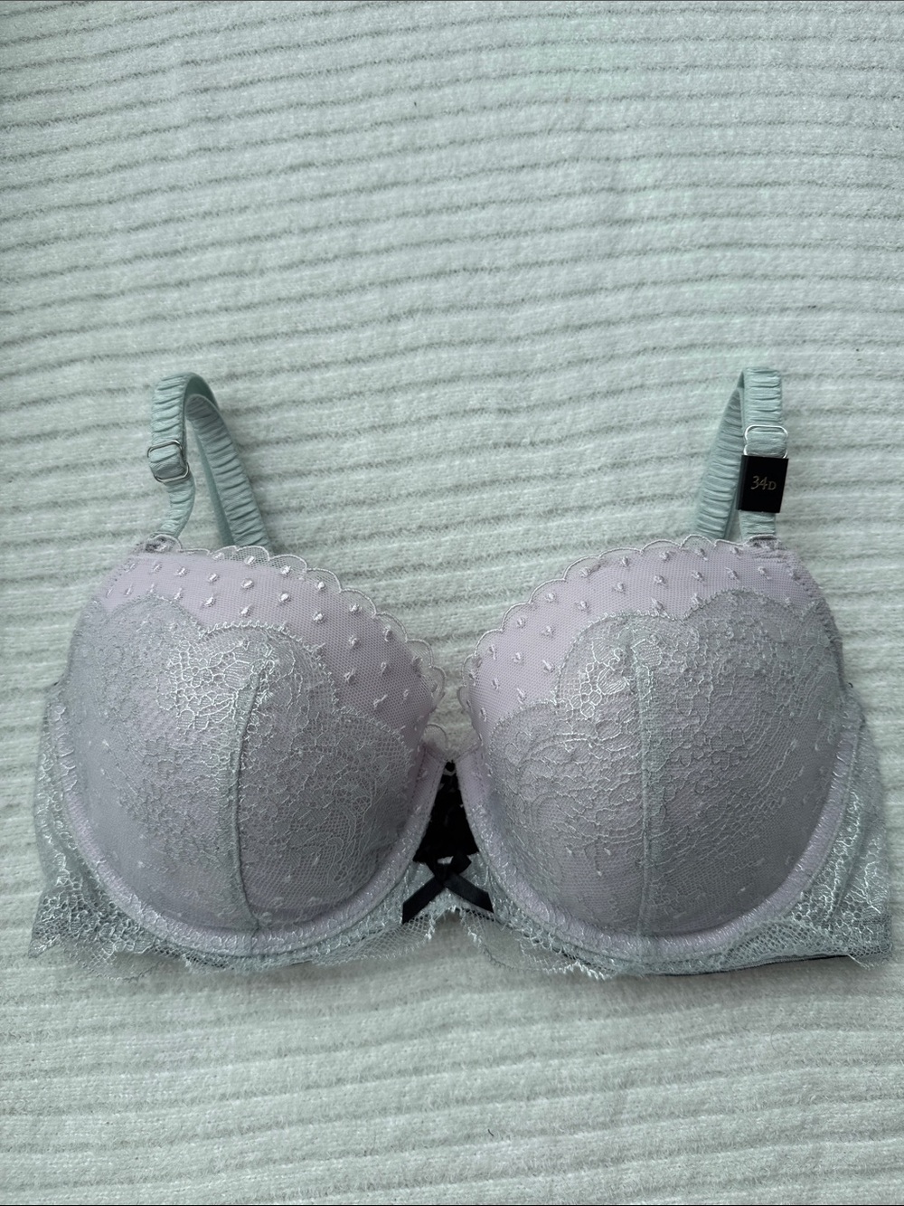 VICTORIA’S SECRET | NWT Dream Angels Demi Bra Aqua Blue White Black Lace 34D
